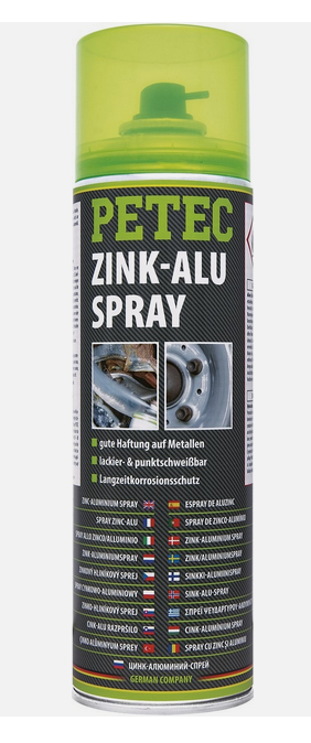 PETEC 71050 Zink-Alu-Spray 500ml Silber Silikonfrei 500°C