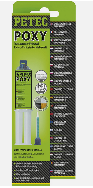PETEC 98425 Epoxy-Klebstoff transparenter 2K Universal-Klebstoff 24ml