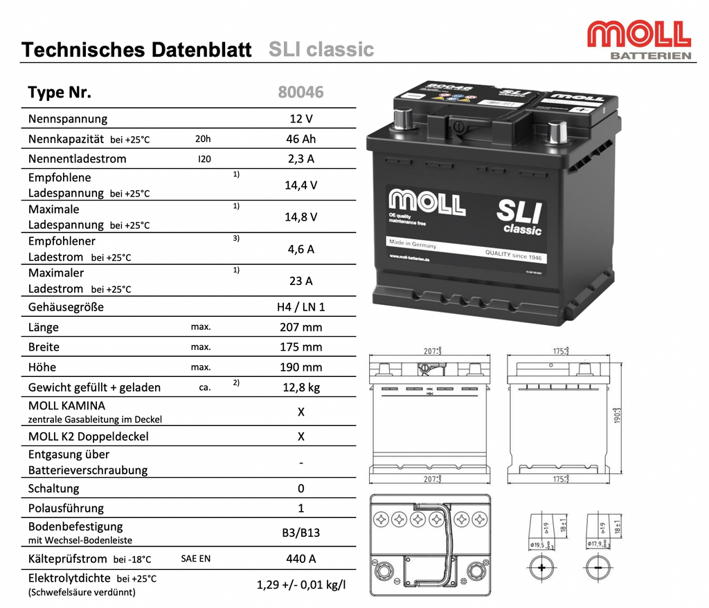 Moll Batterie 80046 46Ah /440A