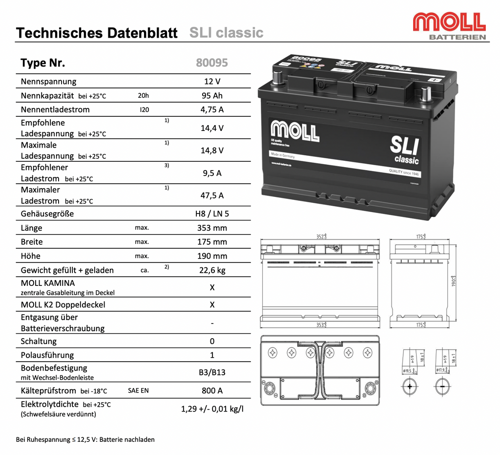 Moll Batterie 80095 95Ah / 800A