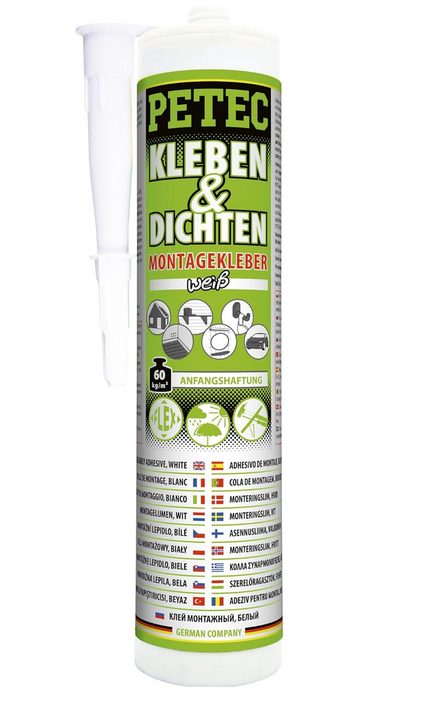 Petec 94529 Montagekleber Kleben + Dichten - 290ml - Kartusche - weiß