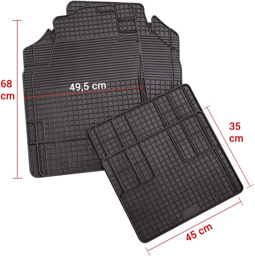 مجموعة سجادات أرضية مطاطية صديقة للبيئة من HP Car Accessories، رقم الموديل 16544، 4 قطع، لون أسود