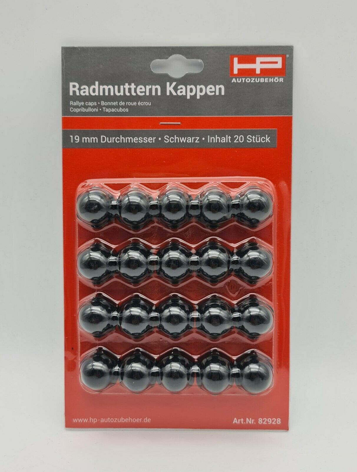 Radmutternkappen schwarz 19mm 20stk. Kunststoff Rallye Caps 82928