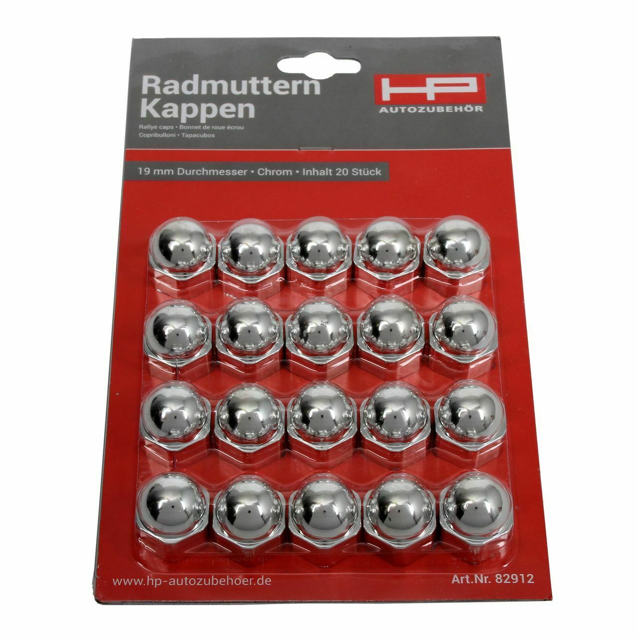 HP Autozubehör 82712 Radschrauben Kappen Abdeckung RALLYE-CAPS Chrom 19mm (20 Stück)