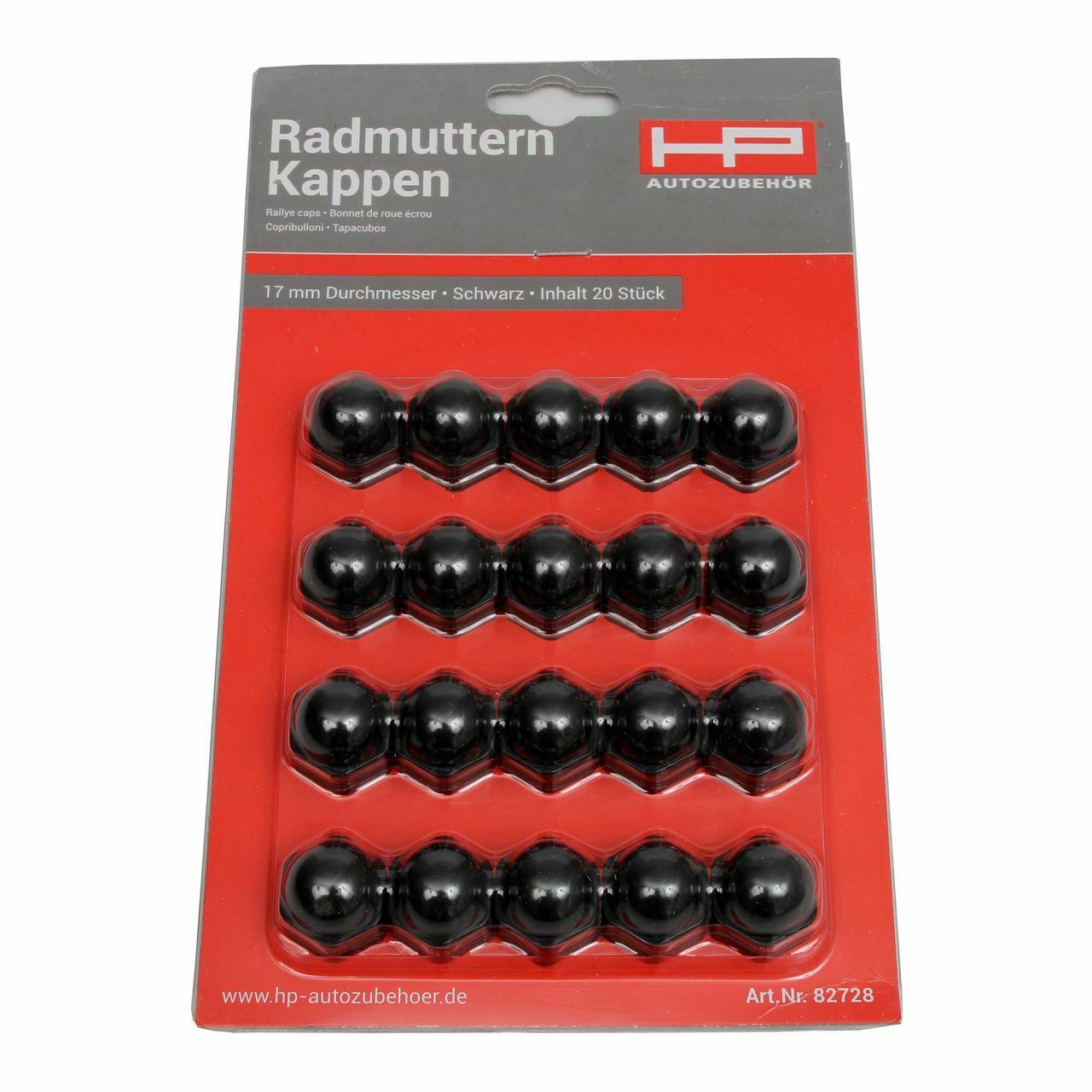 HP 82728 Kappe Radmutter Radschraube RALLYE-CAPS Schwarz 17mm (20 Stück)